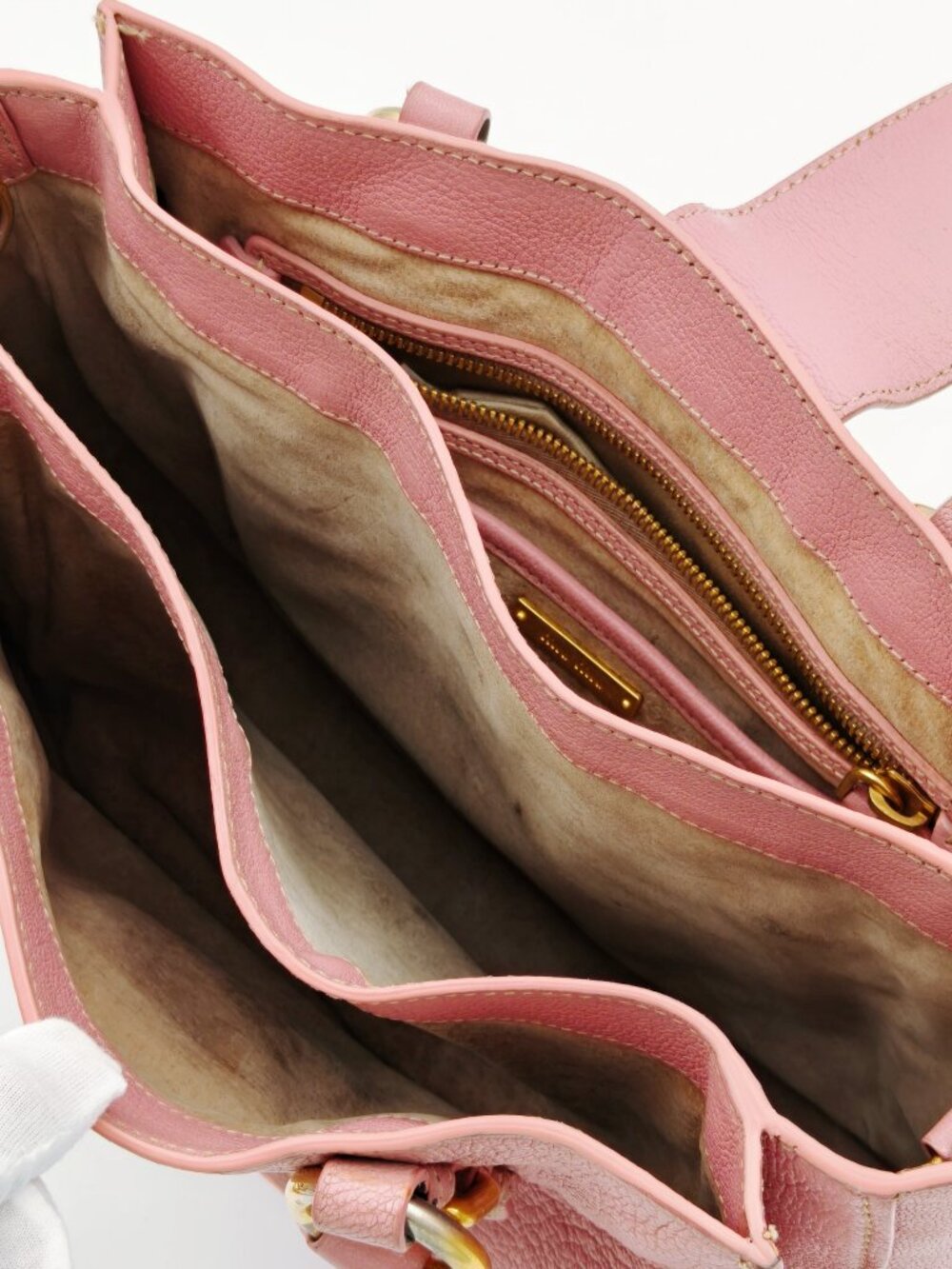 Miu Miu Pink Vitello Leather Satchel Top Handle Bag Gold Hardware - Picture 9 of 15